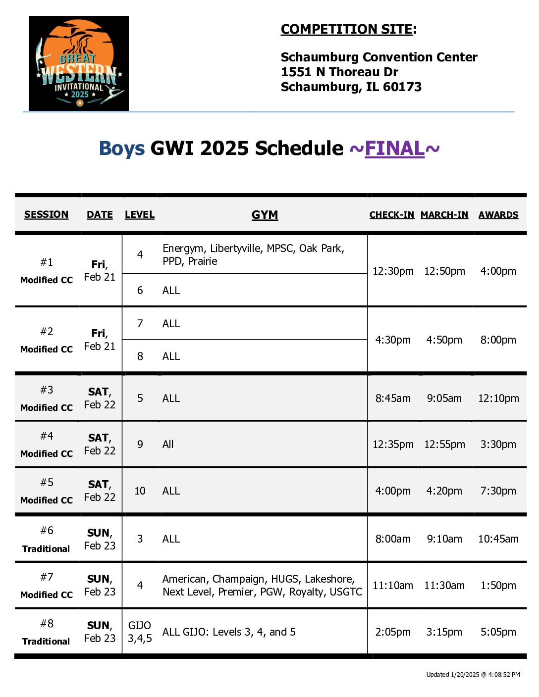Schedule – Boys GWI 2025 FINAL